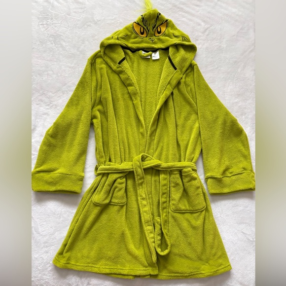 THE GRINCH By Dr. Seuss Men's Cozy Faux Fur Plush Hooded Robe--NEW--L - Picture 6 of 12